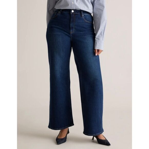 Quince Denim - Quince Bella Stretch Wide Leg Jeans 32” Midnight Blue Size 28